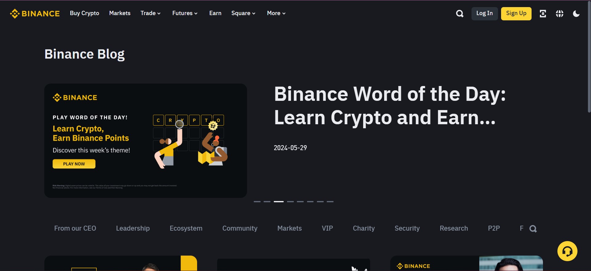 Binance crypto exchange blog